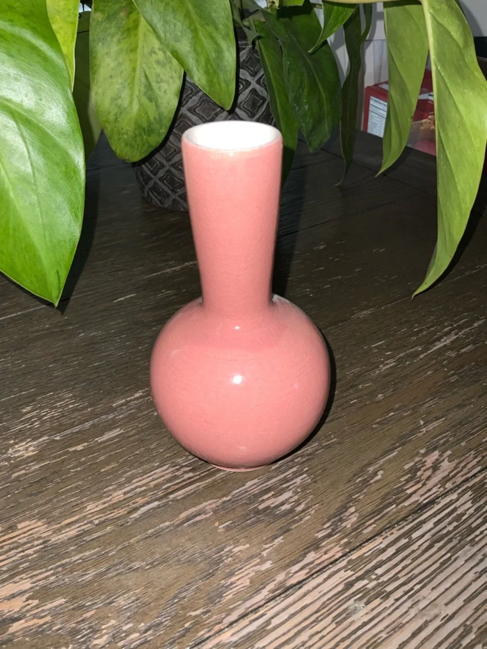 Vintage Pink Pottery Vase - Dogwood Blossoms - Made In Vietnam - 6.5” Tall